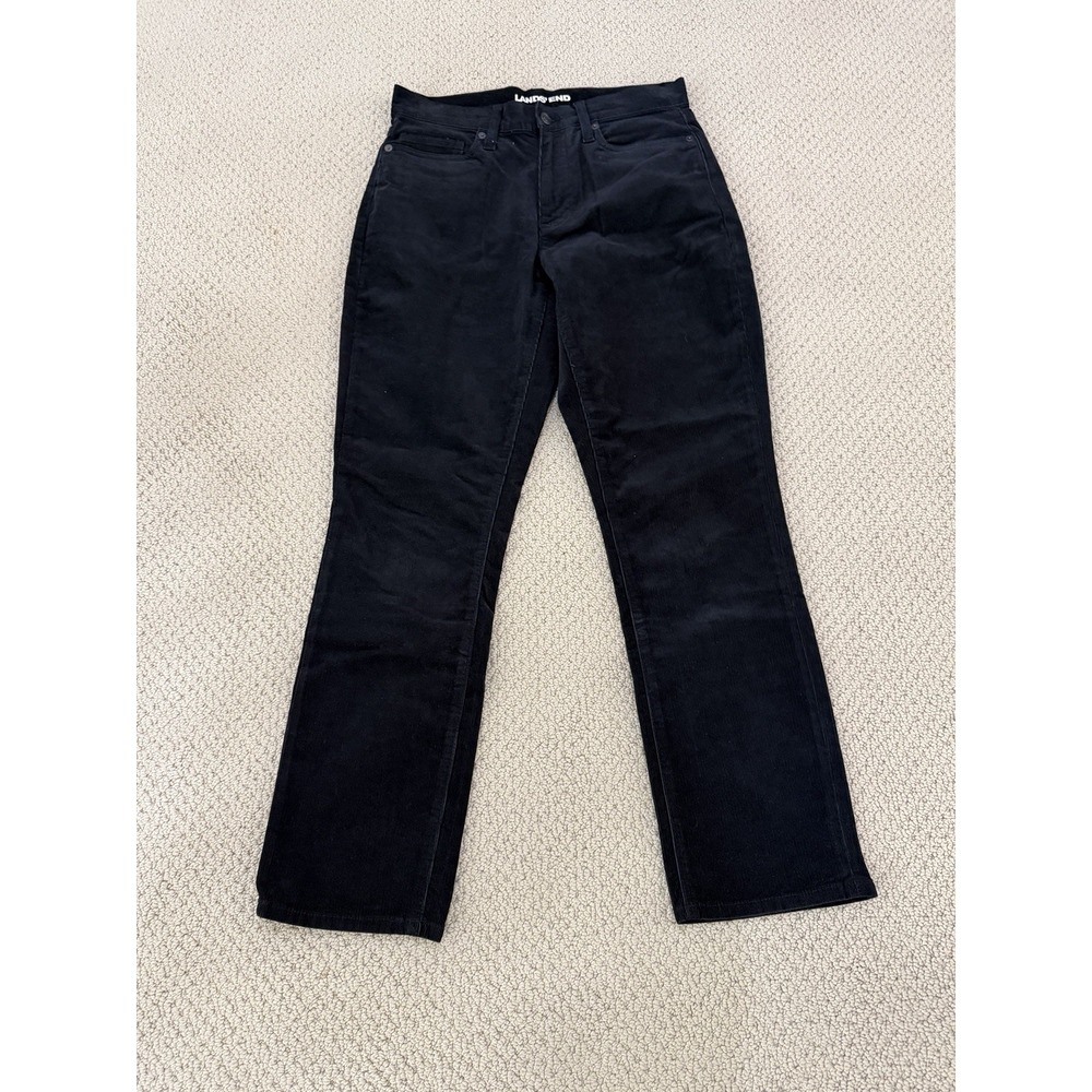 land end women black corduroy pants size 6